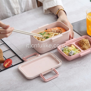 Lunch box bento in fibra di bambù a doppio strato